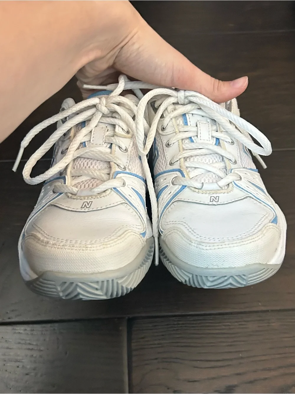 New Balance Women’s 655 WC655WT White Blue Tennis Court Shoes Sneakers 6.5